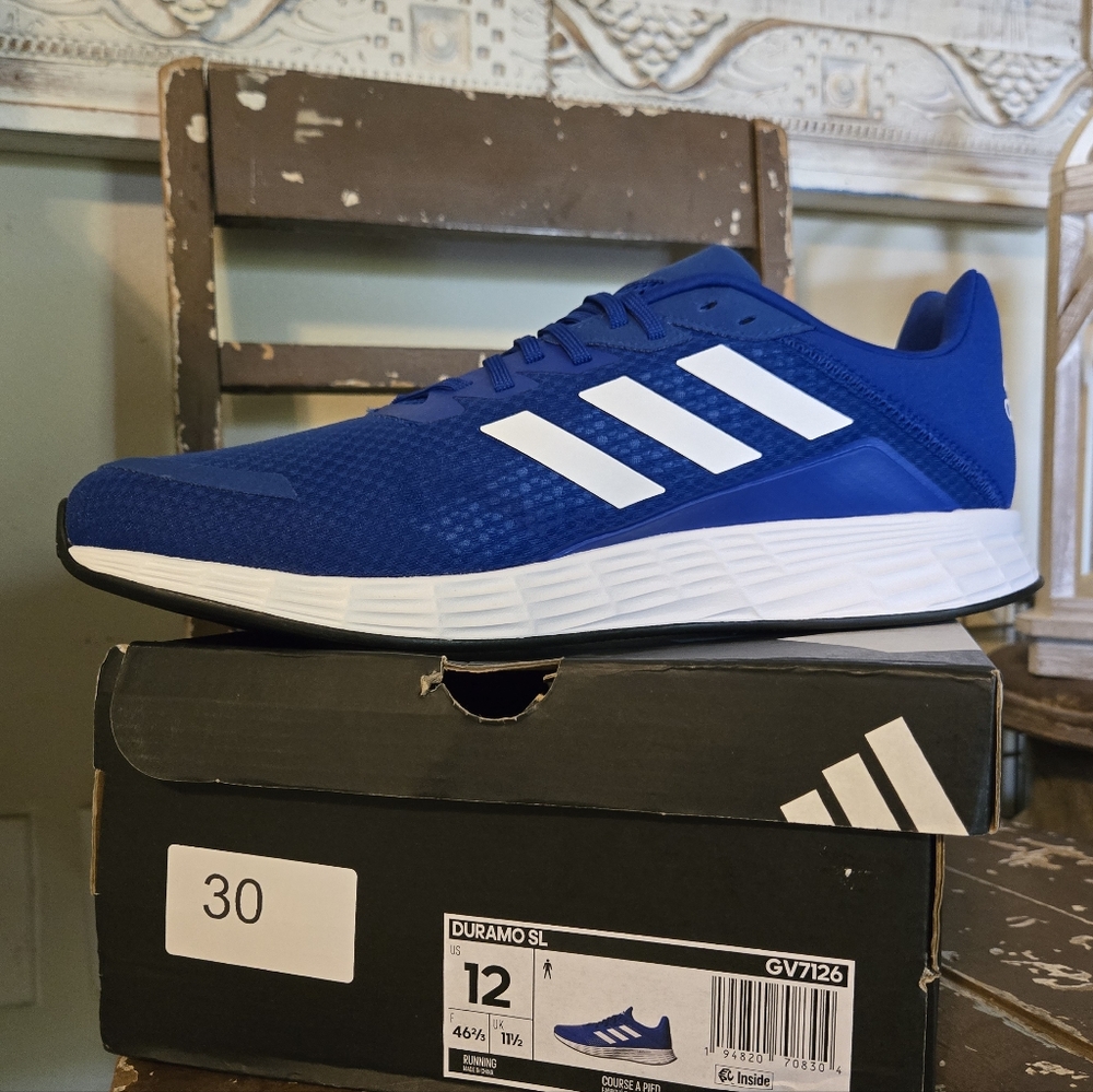 adidas Duramo SL Blue and White Athletic Shoes